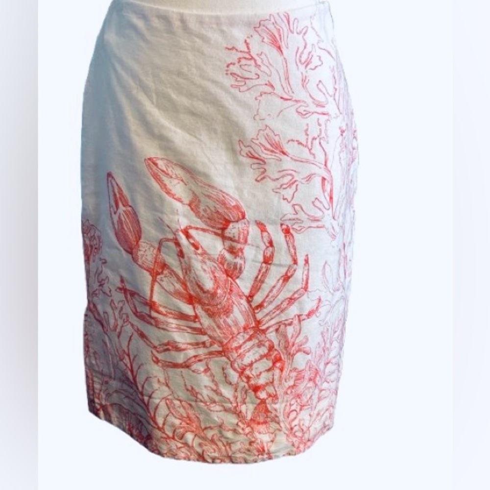 Lobster HD in Paris 100% Cotton Skirt Pencil New England Beach Ocean Small